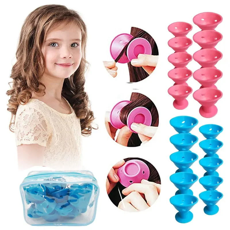 5/10pcs Soft Rubber Silicone Heatless Hair Curler Twist Hair Rollers Clips No Heat Hair Curls DIY Hairs Styling Tools for Girl