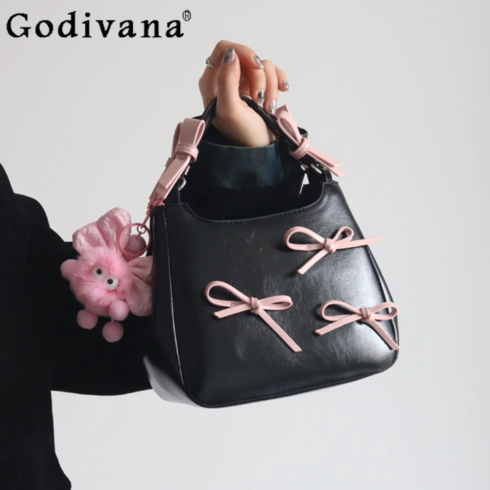 Cute Fashion Ballet Style Bowknot Handbag Sweet Girl Bucket Crossbody Shoulder Bags Women's Tote Bag