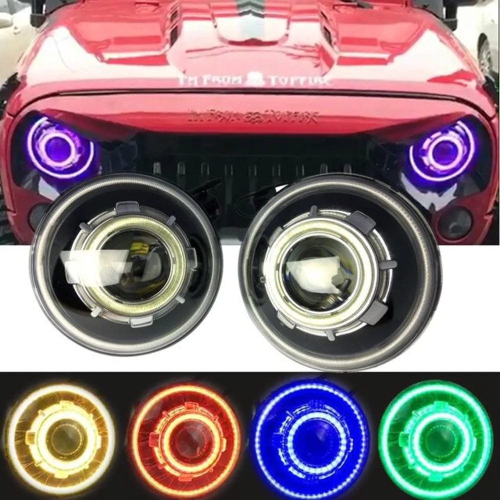 

1 Pair 7 inch RGB Headlight Phone APP Control for Jeep Wrangler JK 2007-2017 LANTSUN J238RGB