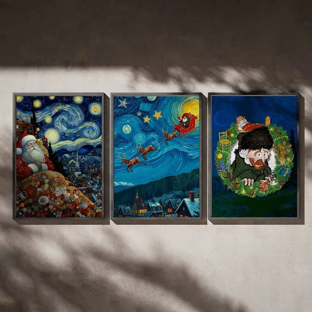 

Starry Sky Van Gogh Christmas Poster Posters,waterproof Paper Stickers,coffee Shops,bar Living Rooms