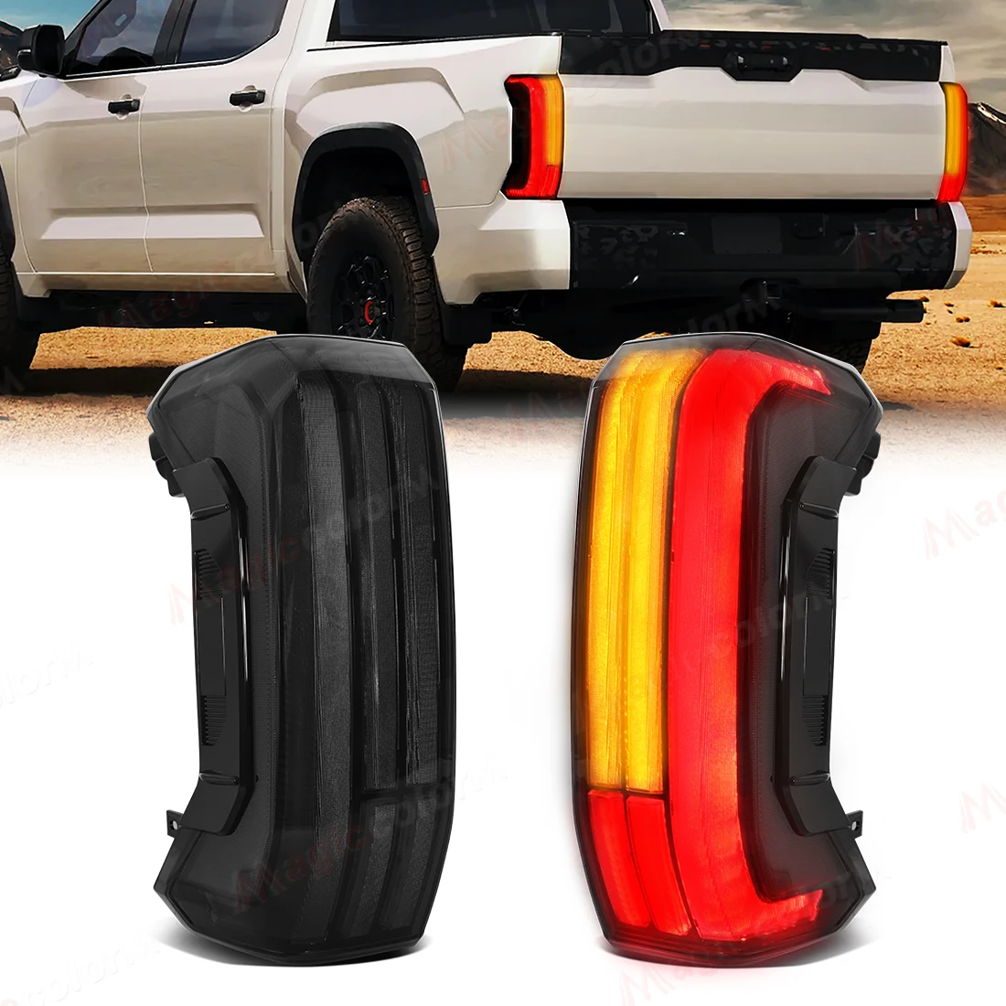 

LED Tail Lights Assembly For Toyota Tundra 2022 2023 Rear Brake Light Dynamic Turn Signal Lamp Driving Reversing Stop Light 12V