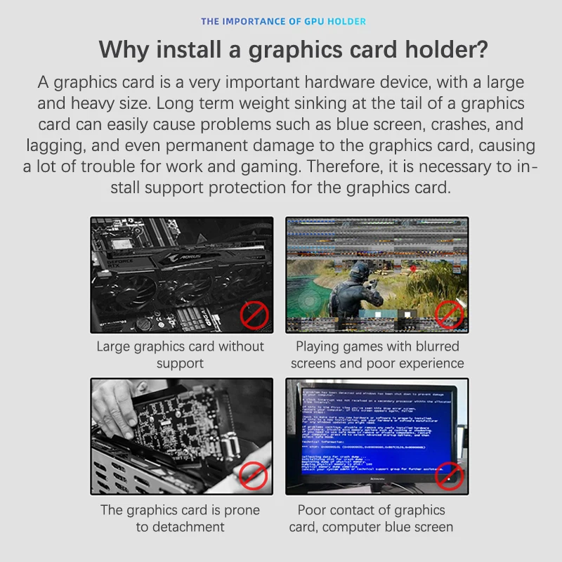 Aluminum Alloy Graphics Card Holder 50-120mm Video Card Vertical Bracket GPU Support for Desktop PC Case