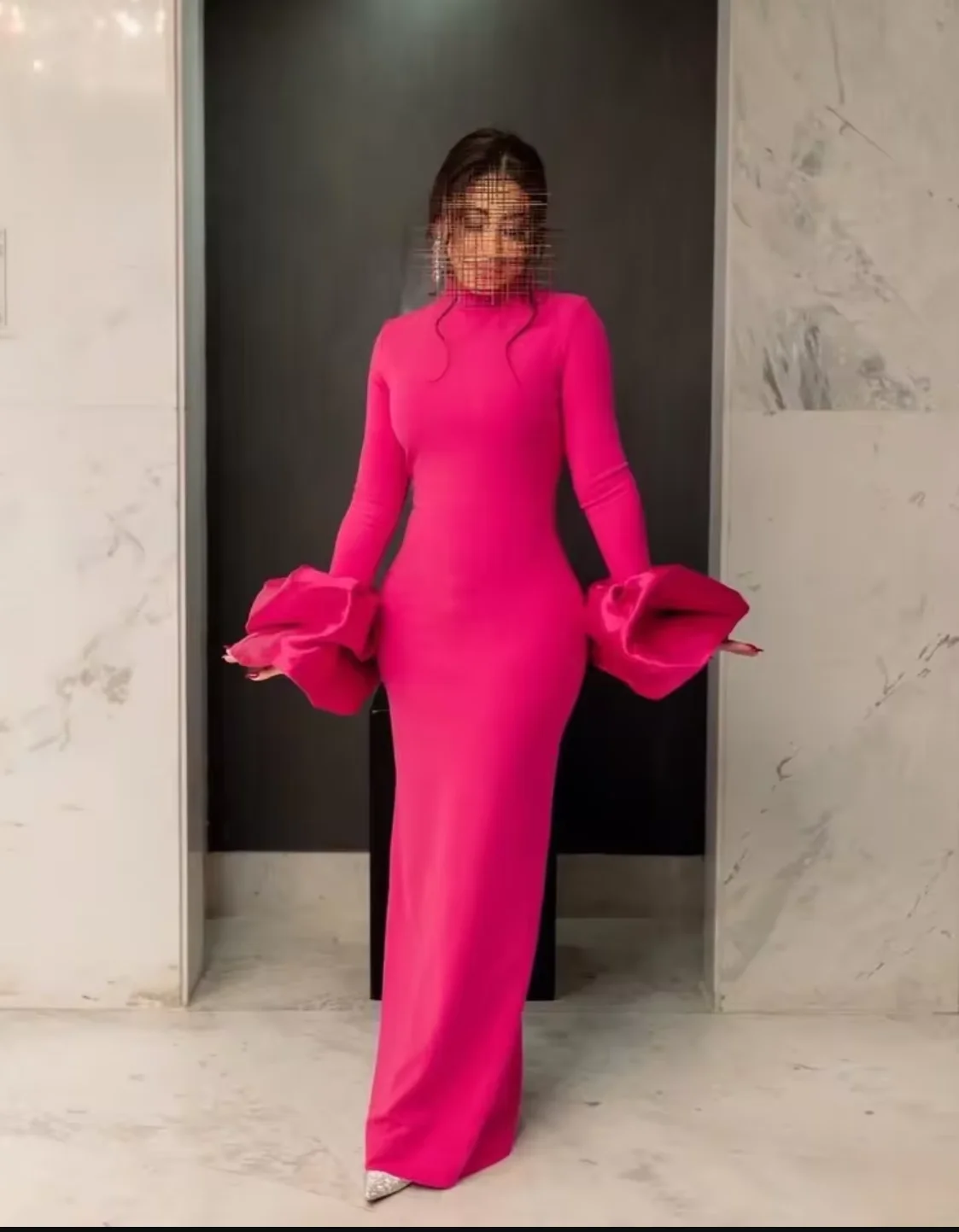 

Customized Long Sleeves Evening Dresses Mermaid High Neck Floor Length Prom Dresses