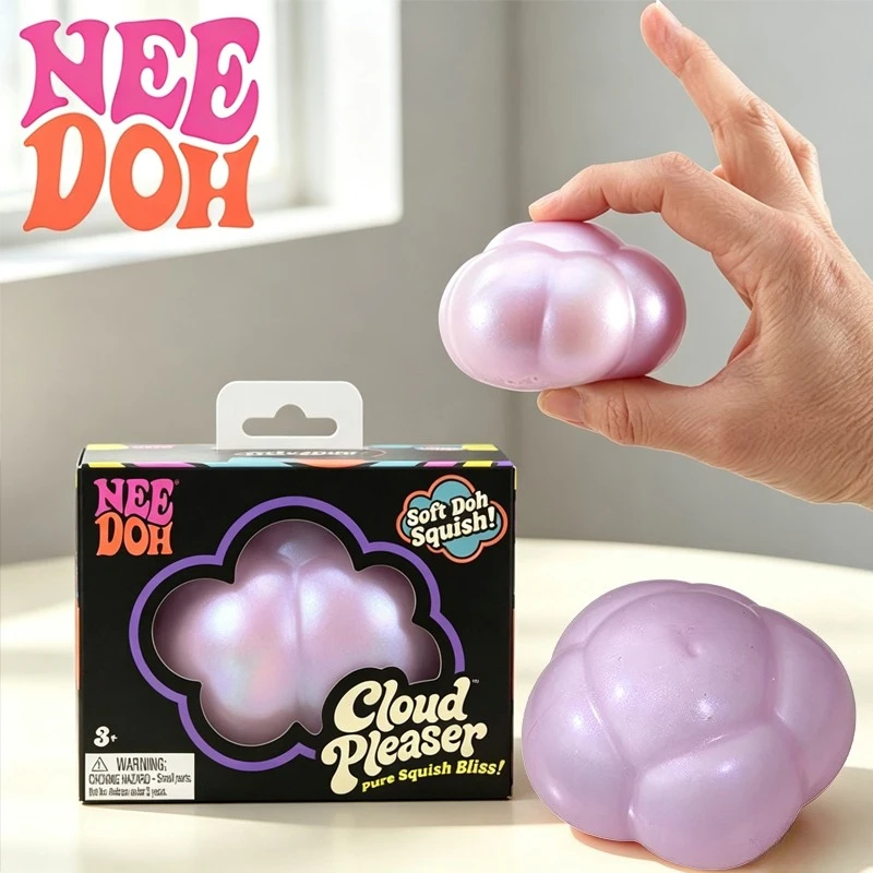 Needoh Cloud Purple Pleaser Fidget Stress Relief Toy Flour Filling Fast Rebound Relief Anxiety Relax Portable Travel Squeeze Toy