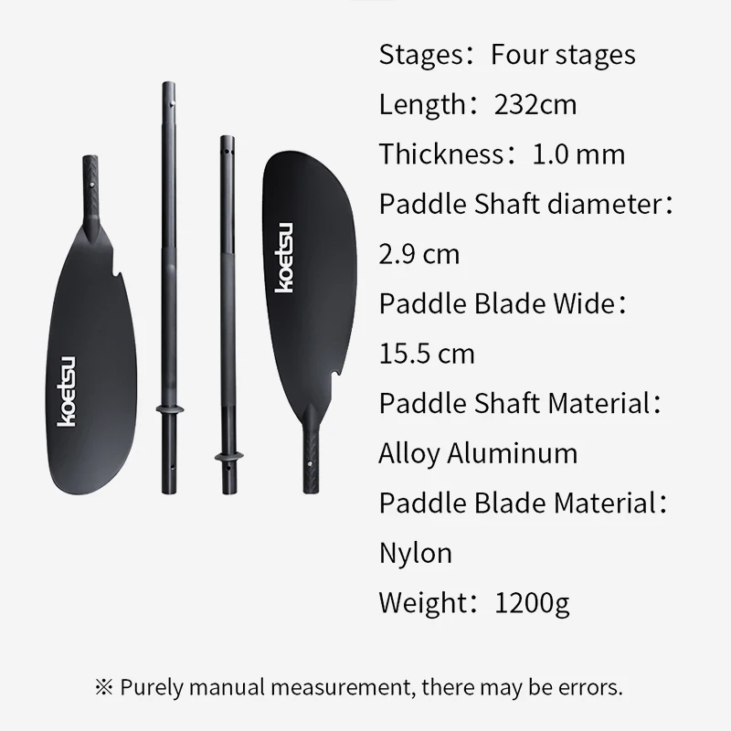 KOETSU 4-Stage Spliced Double-Headed Paddle Inflatable Surfing Paddle Board Aluminum Alloy Paddle Kayak Paddle