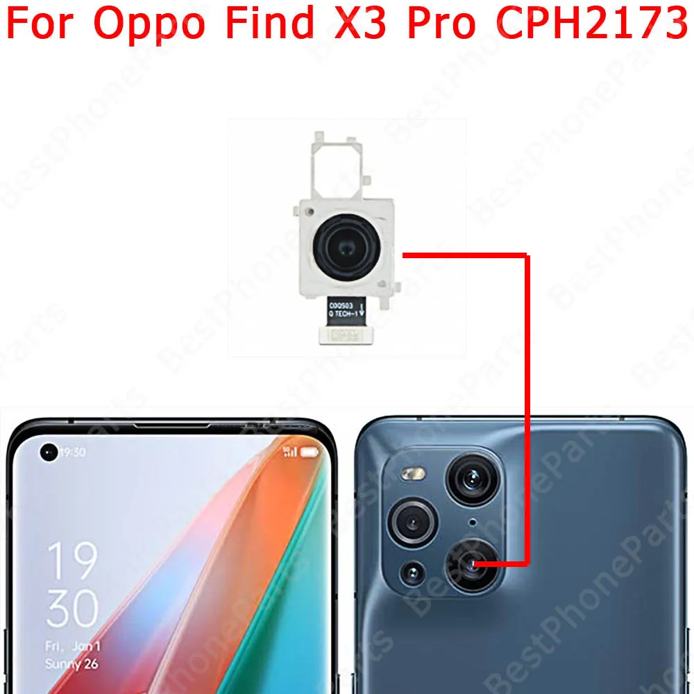 Selfie Back View Facing Front Camera For OPPO Find X3 Lite Pro Neo Rear Big Camera Module Flex Cable Repair Spare Parts