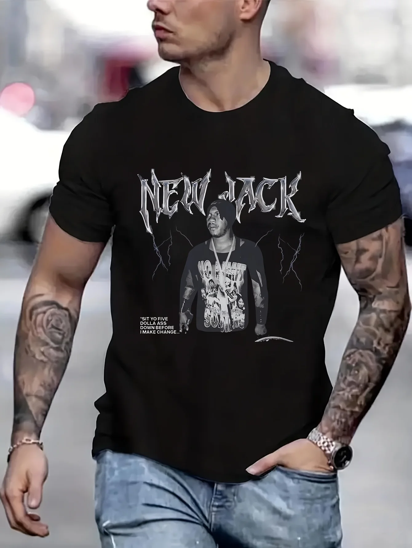 New Jack ECW Bootleg Heavy Men's Wear Funny T-Shirt For Men Short Sleeve Tees Man T-Shirts Gifts For Men B5022772