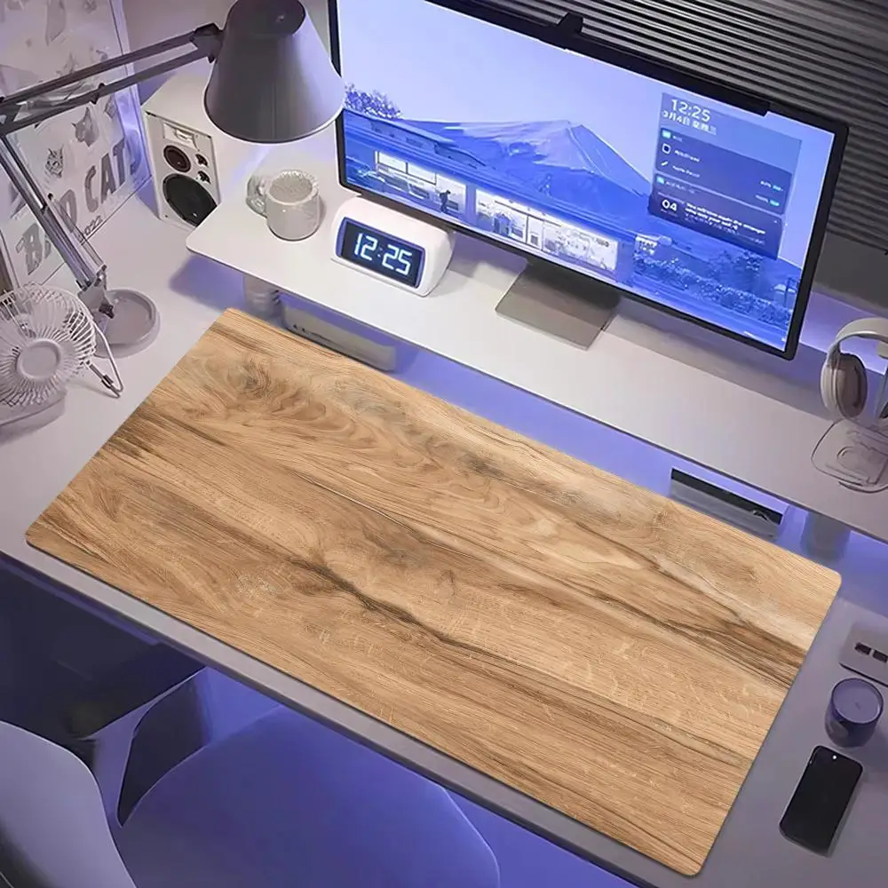 Wood Grain & Marble Texture Gaming Mouse Pad XXL Extended Desk Mat Anti-Slip Rubber Base Stitched Edge for Office & Gamer