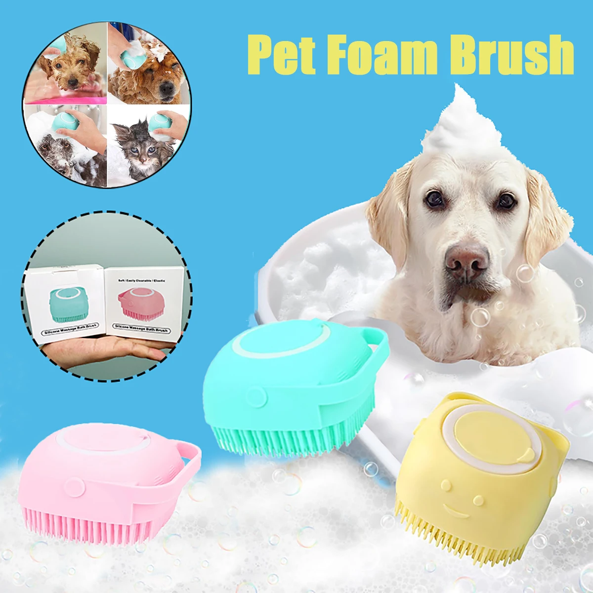 

Pet Bath Brush Shampoo Massage Brush Soft Silicone Puppy Cat Comb Pet Dog Cleaning Brush for Dog Cat Shower Grooming Tool