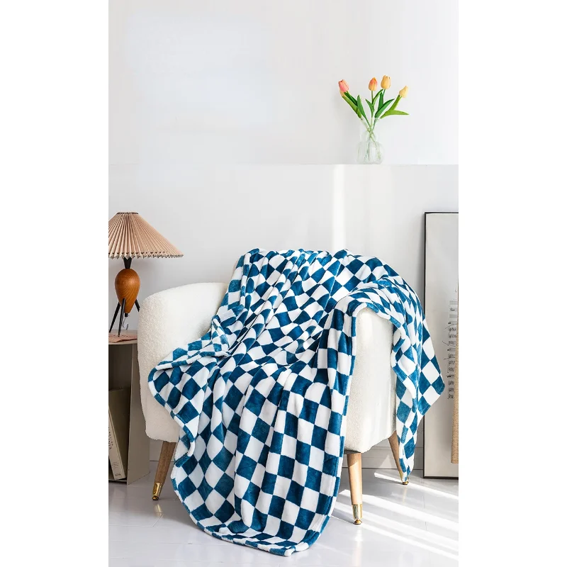 Retro Checkerboard Plaid Flannel Blanket Super Soft Warm Throw Blanket Office Nap Shawl Sofa Cover Bedspread Gift Blankets