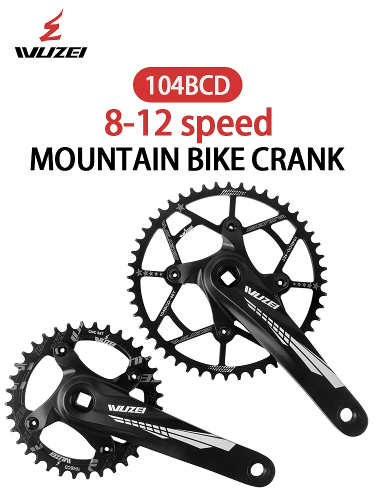 AliExpress WUZEI MTB Crankset Square Hole 170 175mm Mountain Bicycle Sprocket 32T 34T 36T 38T Chainring 104BCD Bike Crank Cycling Parts