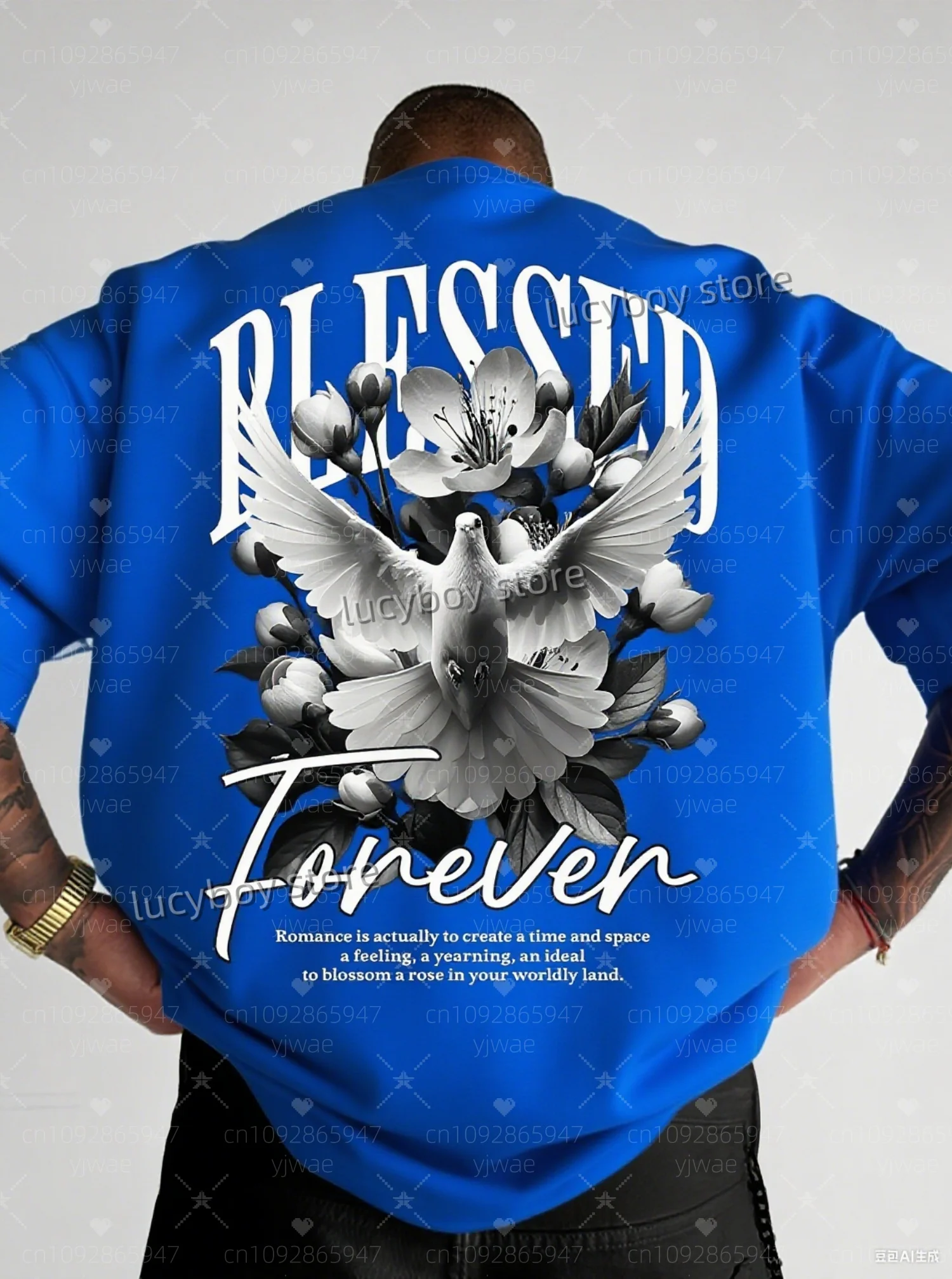 

2025 Summer Men Sports Daily Men's T-Shirt Peace dove FOREVER print Print 6 Colors Short-Sleeved Top Daily Street Men T-Shirt