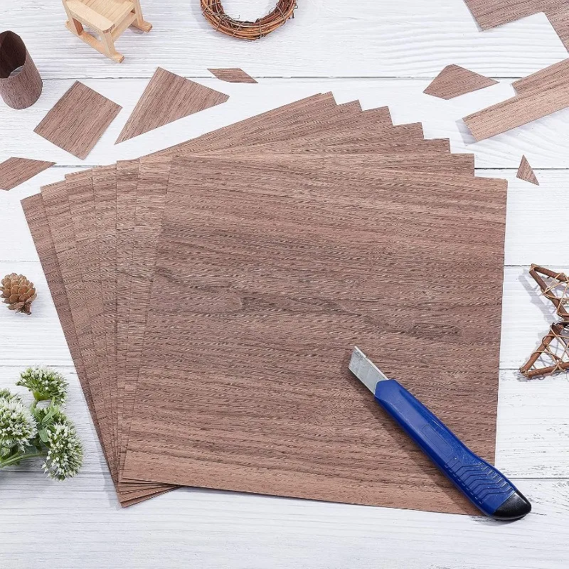 8 Sheets Walnut Wood Sheet 11.8x11.8inch Square Hardwood Veneer Boards for Wood Craft DIY Project 0.5mm Thin