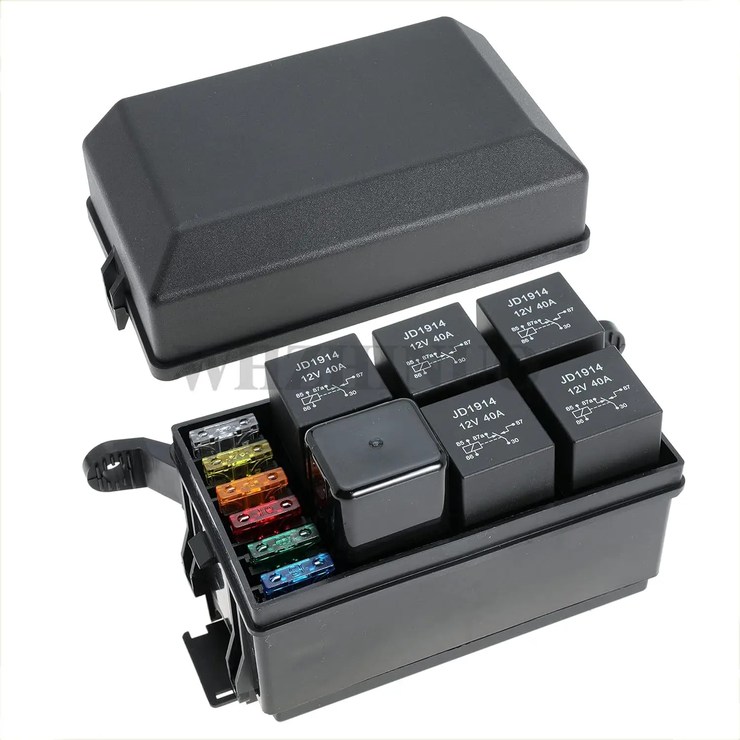 

1sets 12V Fuse Relay Box With Holder Relay 6 Slots, / ATC Fuse Box, 41 pcs. Metal Terminals, Universal Compatible tierxia