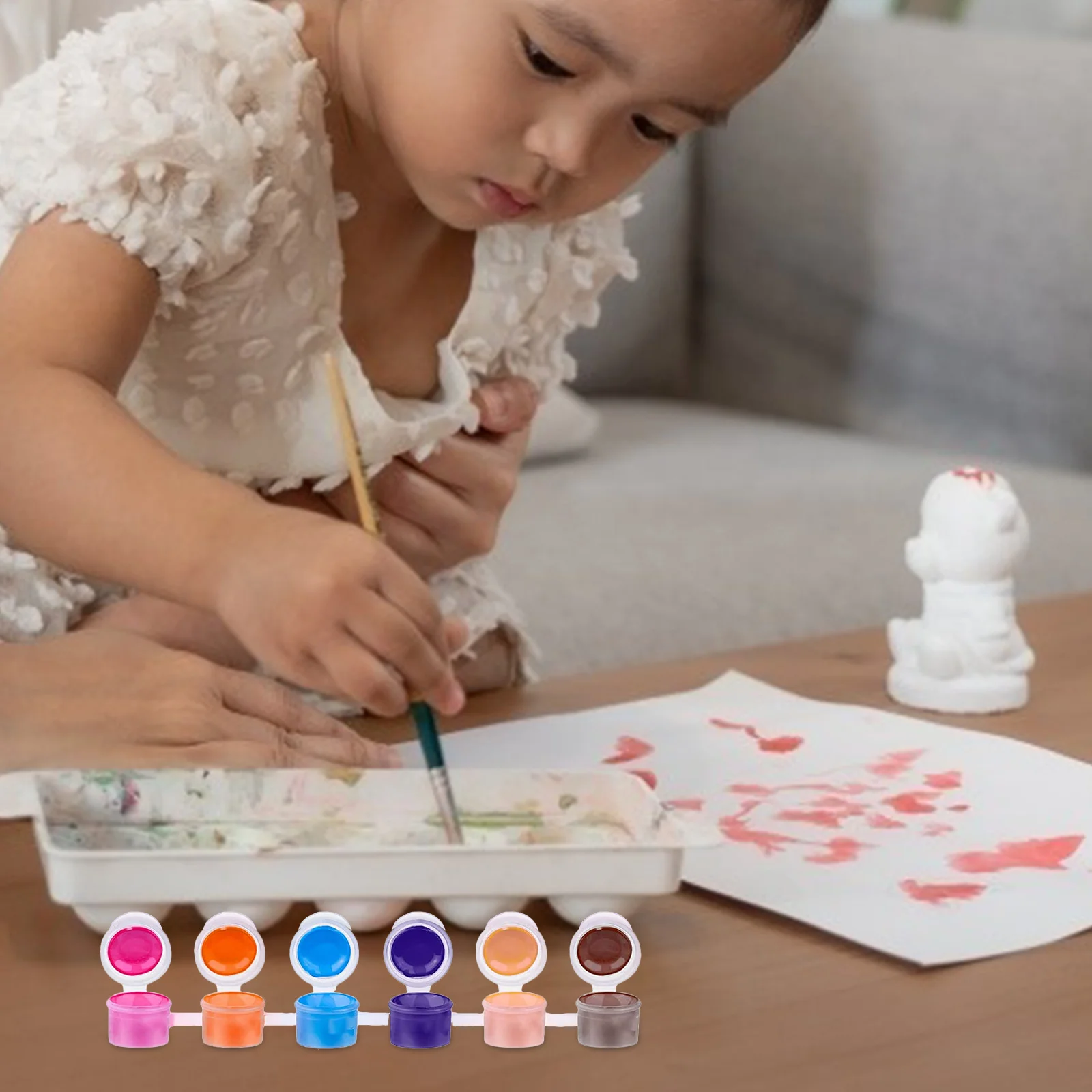 40pcs 6 In 1 Empty Plastic Paint Pots Clear Storage Containers For Painting Supplies Mini Paint Container Pod Strips