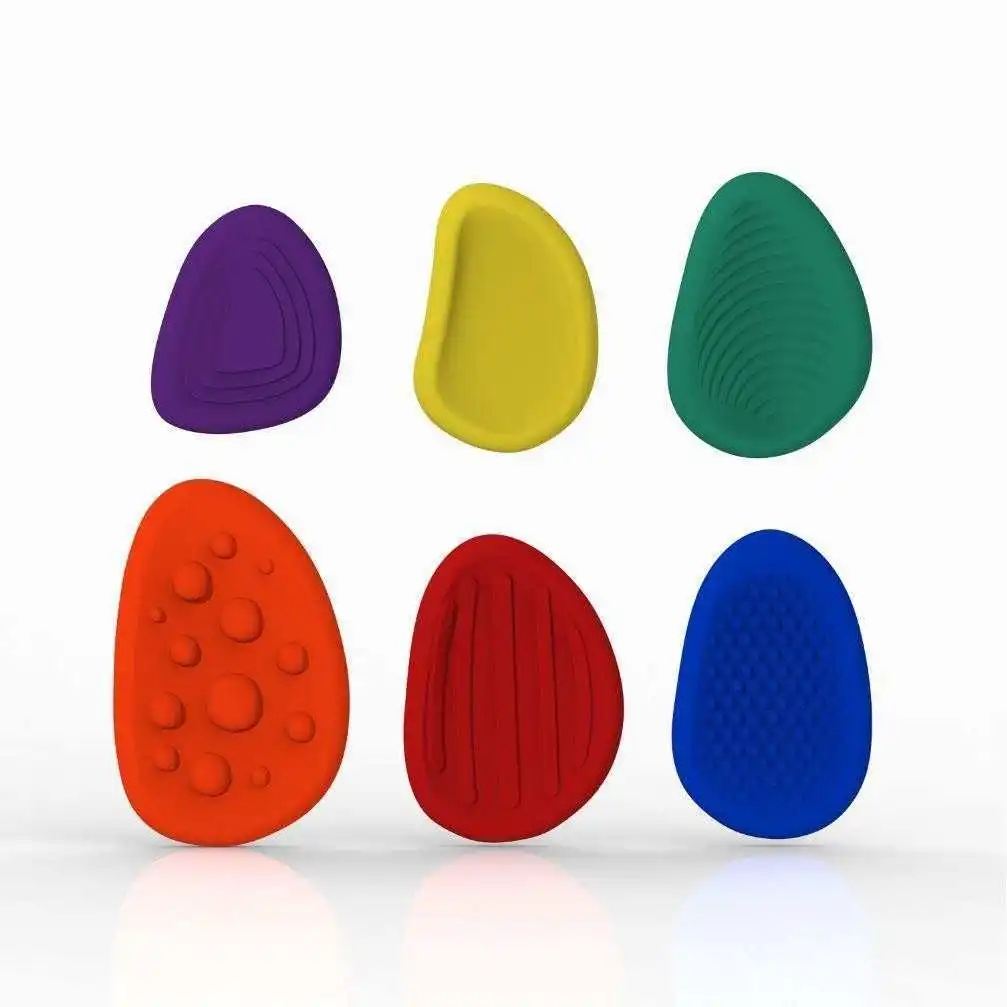 6PCS Silicone Textured Sensory Worry Stone Fdget Toys Kids Calming Down Autism Anxiety Stress Relief Gifts Classroom Prize