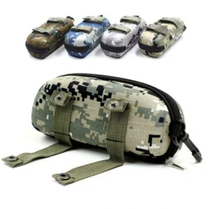 Tragbare Sonnenbrillenbox EVA Brillenetui für Outdoor-Sportarten Camouflage Brillenhalter mit Schnalle Aufbewahrungstasche