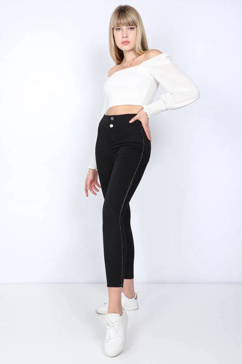 Women's Black Sim Stripe Leggings Pants