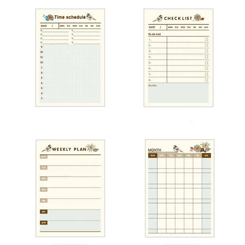 60sheets/pc Planner Notebook Weekly Monthy Check List Time Schedule Planner Stationery Scrapbook Sticky Notes for Staff Teachers