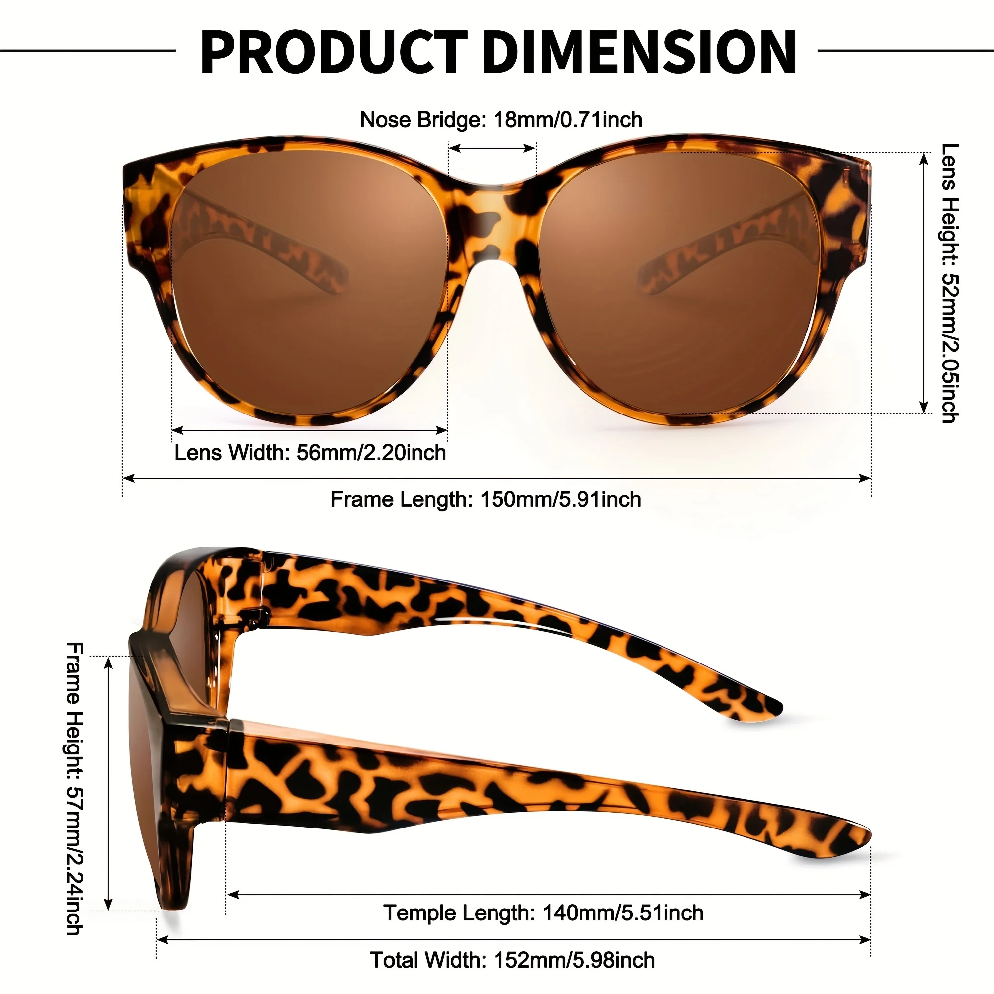 Polarized Fit Sunglasses Women Men Retro Tortoiseshell Sunglasses Set