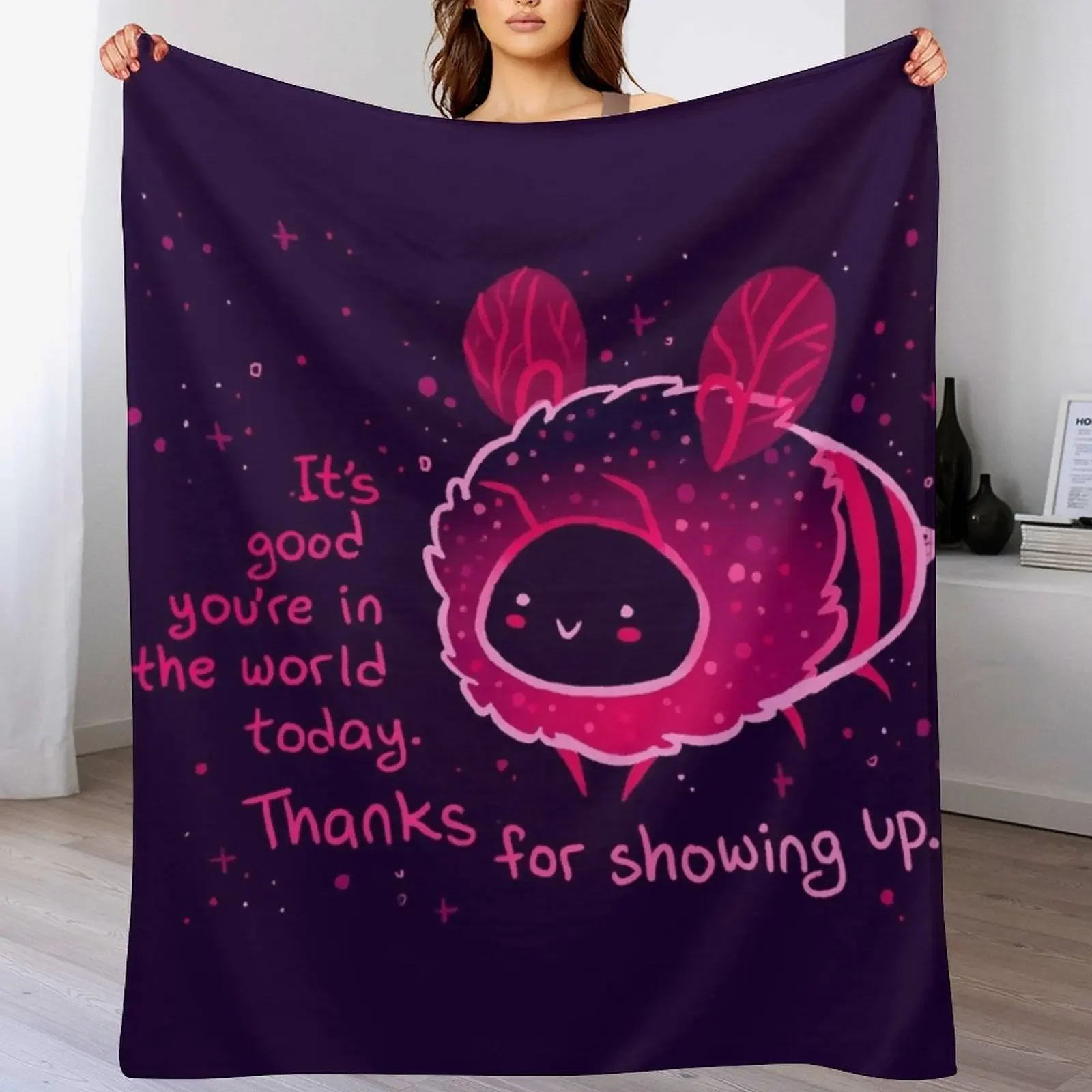 

It's Good You're in the World Today Neon Bee Throw Blanket Plush Sofas Designers Sofa Blankets