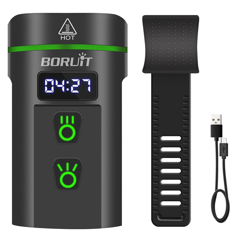 BORUIT Bicycle Light Front 5000mAh Bike Light Waterproof Flashlight USB Charging MTB Road Outdoors Cycling Lamp Accessories