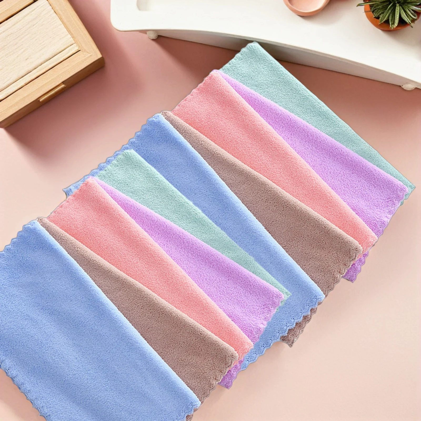 10 szt. Ściereczek do demakijażu z mikrofibry, trwałe, miękkie, wielokrotnego użytku, do mycia twarzy dla kobiet, na podróże i do domu.