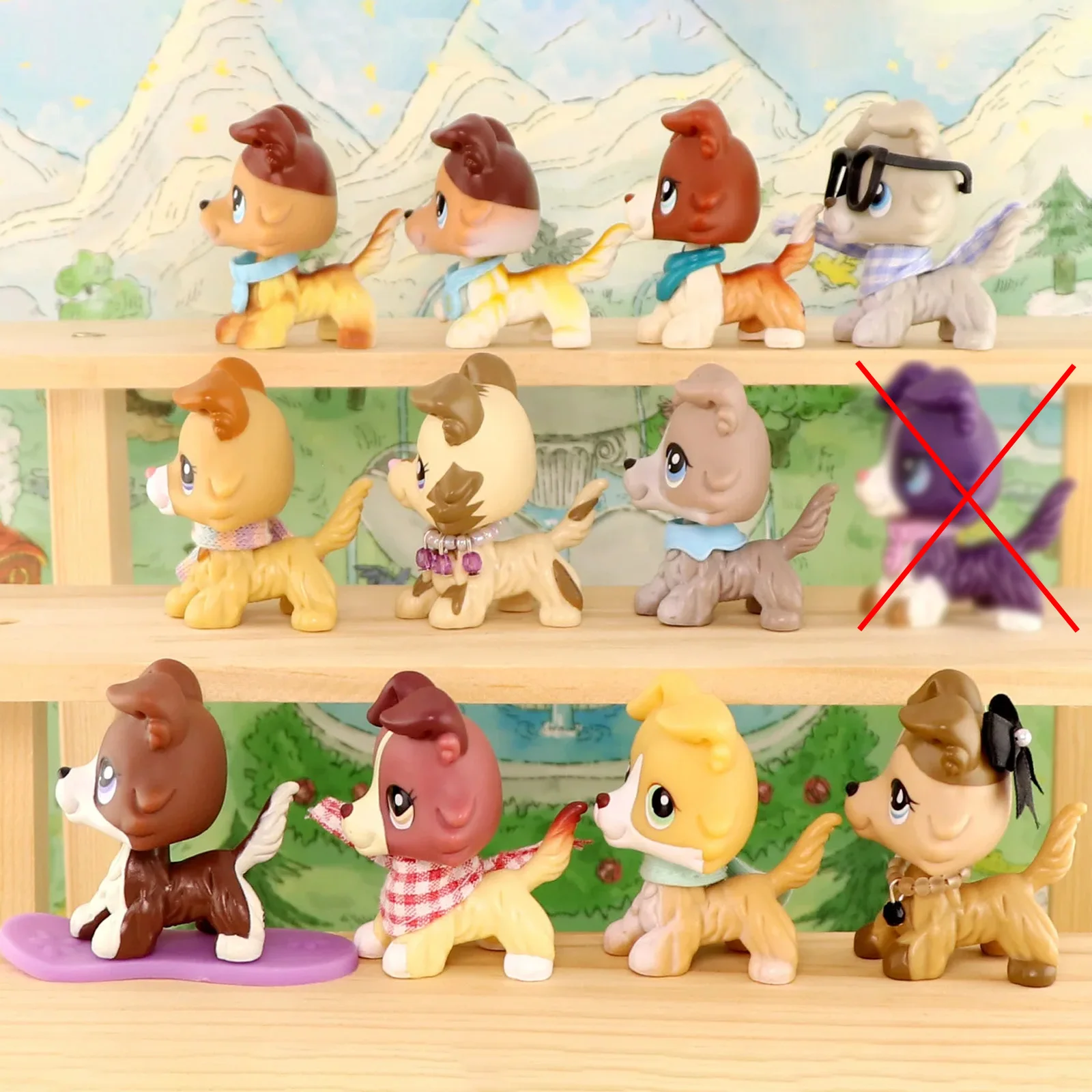 11 PCS Mini Pet Shop Dogs Collie Set Collectable Kids Gift Rare Bobble Toy