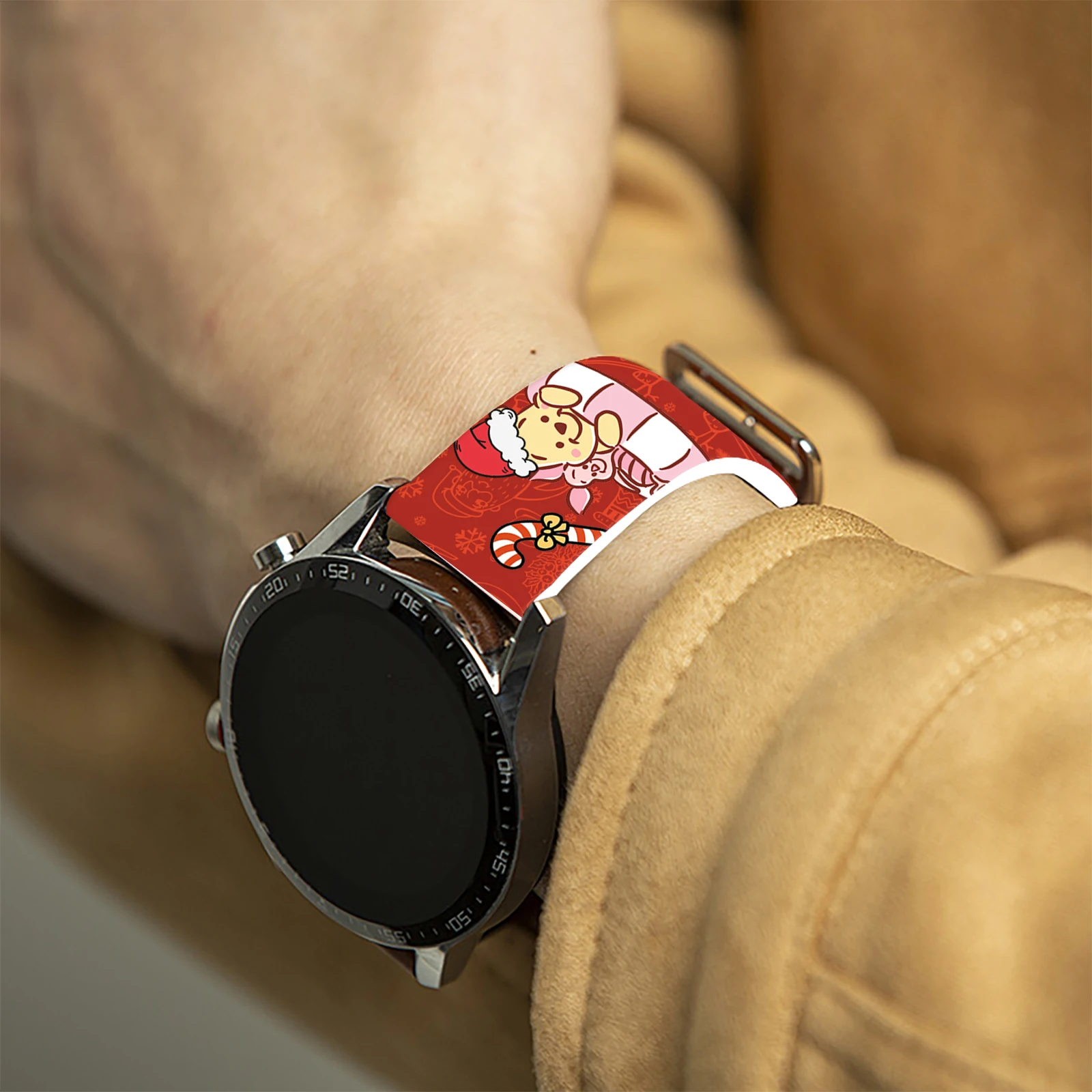 20 mm Weihnachts-Pooh-Bär-bedrucktes Armband für Samsung Galaxy Watch 7/6/5/4 40 mm 44 mm Band, austauschbares Armband für Xiaomi Amazfit