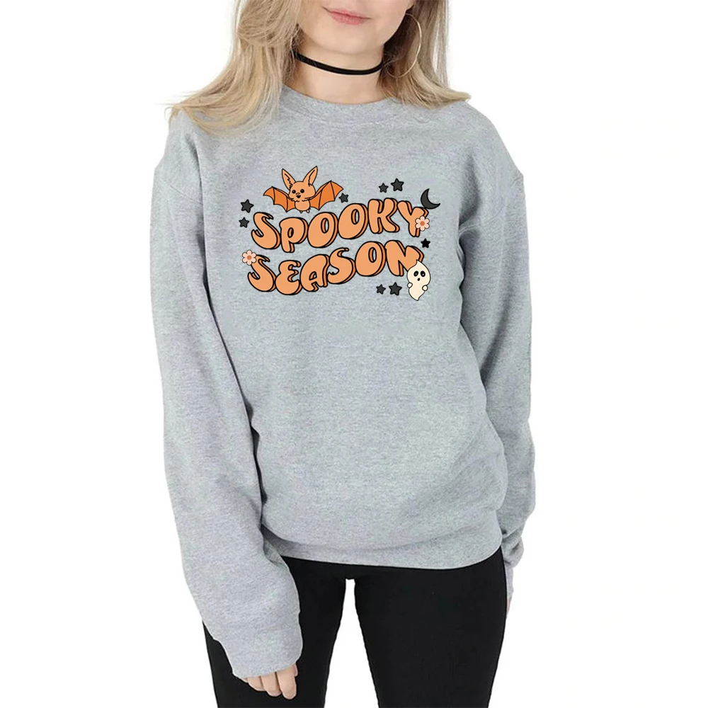 Spooky Season Sweatshirt Spooky Season Halloween Hoodie Cute Ghost Graphic Pullover Spooky Vibes Halloween Crewneck Sweatshirts