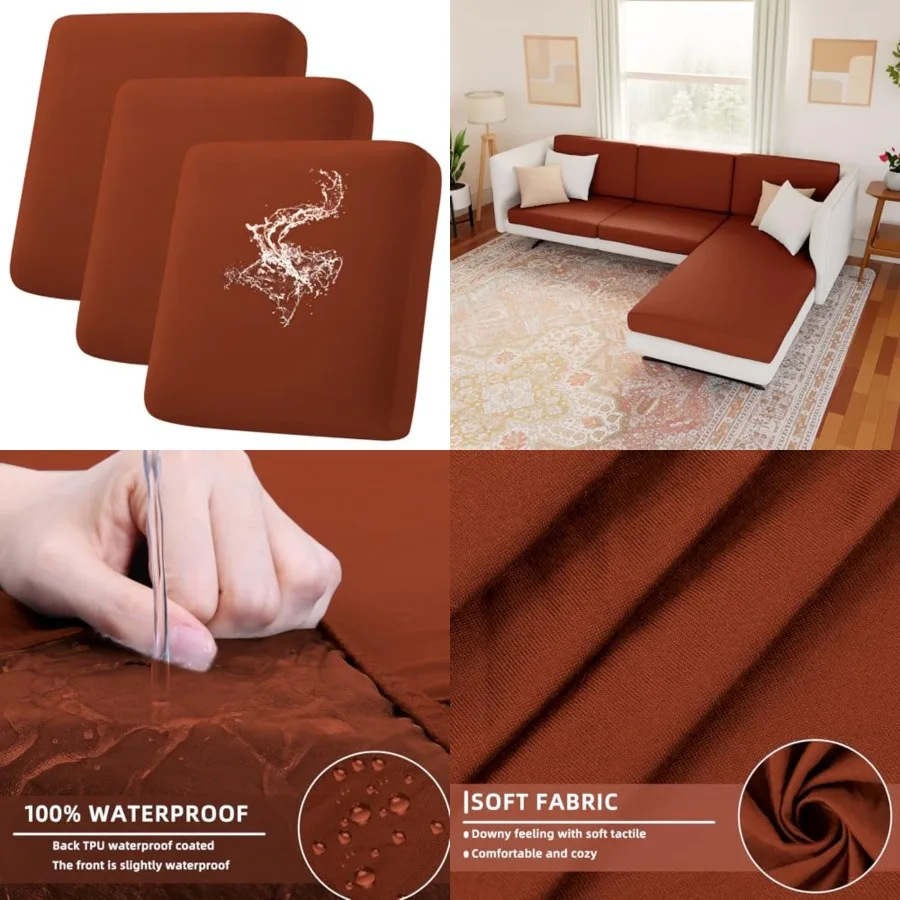 

Waterproof Couch Cushion Covers, Stretch Sofa Couch Seat Slipcover for Dog Washable, Non-Slip Waterproof Outdoor Cushion Covers