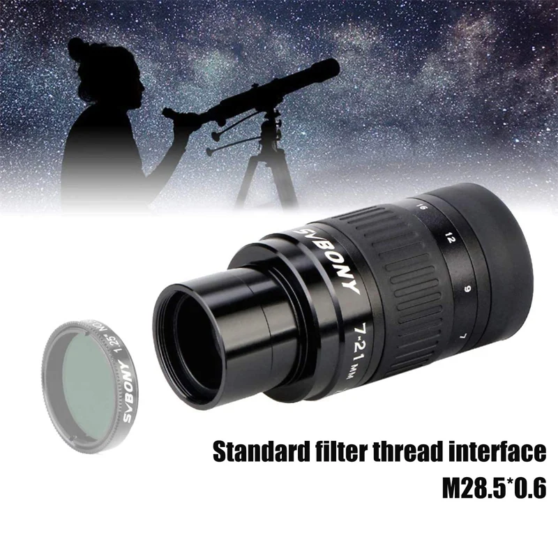 SVBONY SV135 7-21mm Zoom Eyepiece 1.25 Inch Telescope Eyepiece Fully Multi-Coated for Visual Celestial Astronomy