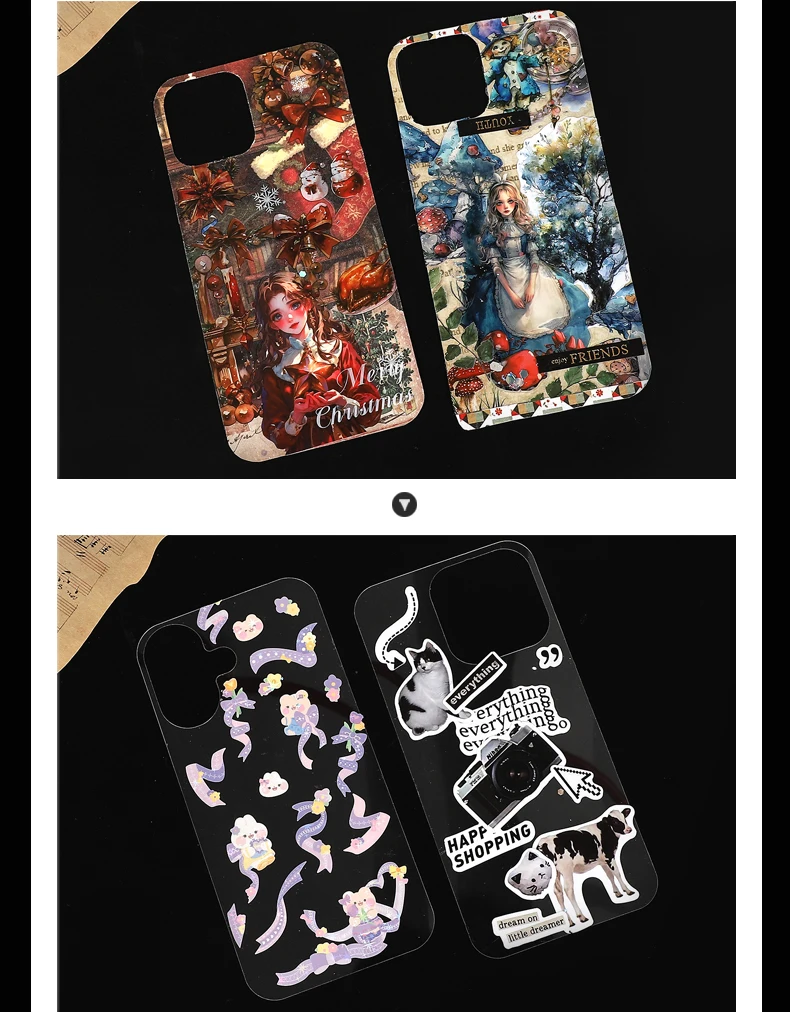 JIANWU 10 teile/satz Handy Fall Transparente Rückseite Karte Kreative DIY Journal Material Dekor Schreibwaren – Detail 14