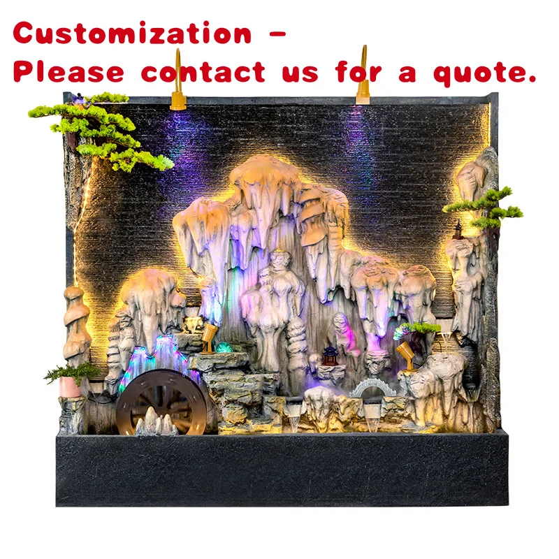 custom.Stalactite Curtain Wall With Colorful Light New Style Courtyard Hotel Floor-to-ceiling Resin Landscap
