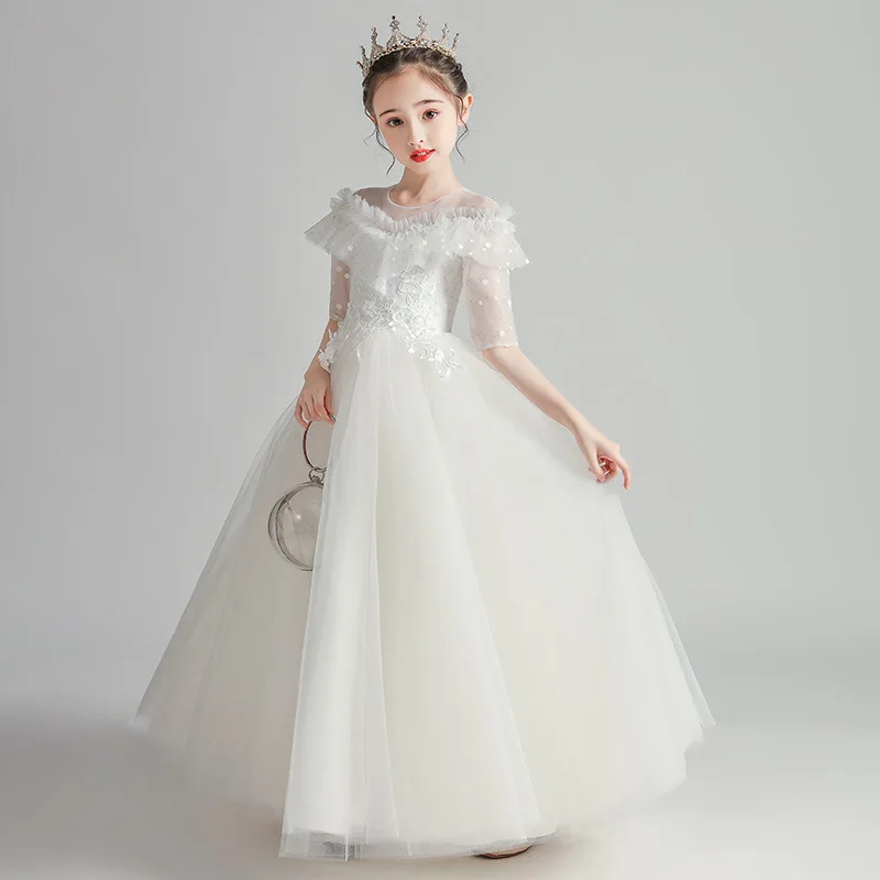

Children's Formal Princess Sweet Puffy Tulle Stylish Little Flower Girl Wedding Piano Performance Dress for You