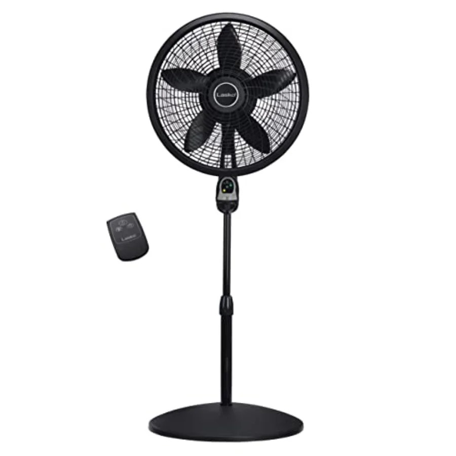 

Oscillating Cyclone Pedestal Fan Adjustable Height Timer Remote Control 3 Speeds for Bedroom Living Room Home Office 18" Black