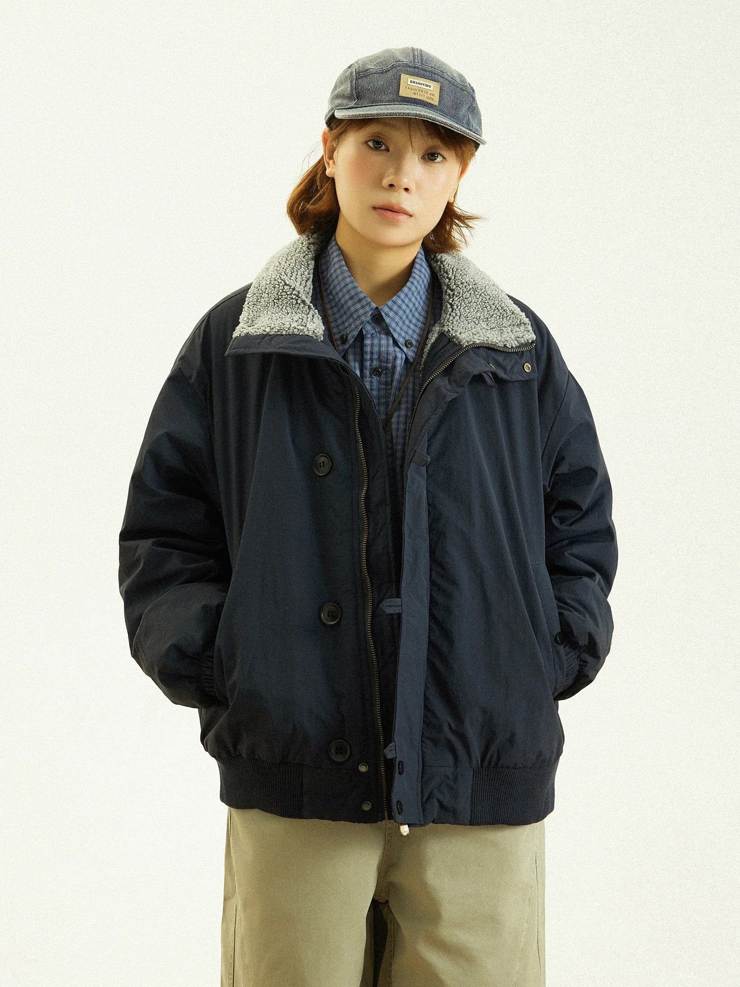 

GoodNorth Thiened Хлопковое дэт с меховым воротником ягненка, мужская повседневная зимняя теплая рабочая одежда, хлопковое пальто, свободная посадка на молнии