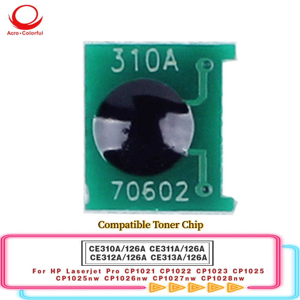 126A Compatible CE310A CE311A CE312A CE313A Toner Chip For HP Laserjet Pro CP1021 CP1022 CP1023 CP1025 Cartridge 1.2K 1K