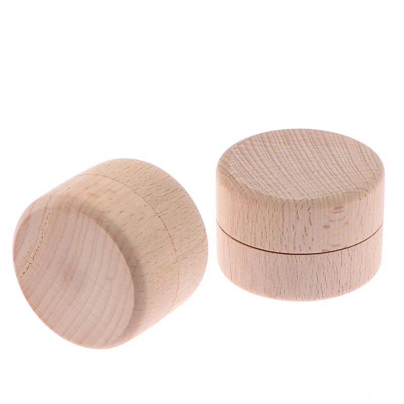 1pcs Wedding Small Round Wooden Ring Box Jewelry Trinket Storage Container Holder Custom Rings Bearer Blank DIY