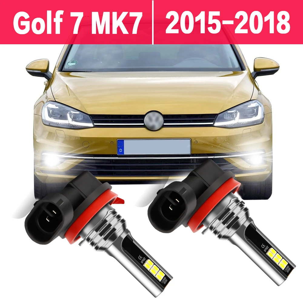 

2Pcs LED Fog Light Bulbs 12V Car Auto Front Fog Lamps 6000K White 3030SMD For Volkswagen VW Golf 7 MK7 VII 2015 2016 2017 2018