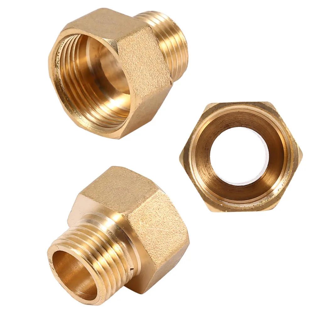 2PCS G1/2" Male to G3/4" Female Brass Pipe Reducer Brass Material Hex Head Design Hex Bushing Adapter Pipe Fitting Coupler
