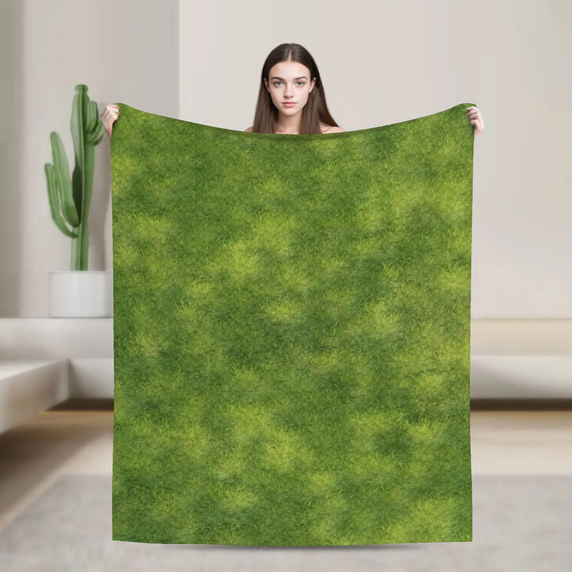 

Grass Battlemat Grassland Land Greenery Blanket Warm Soft Novelty Plush Throw Blanket For Couch Flannel Bedspread Bed Cover