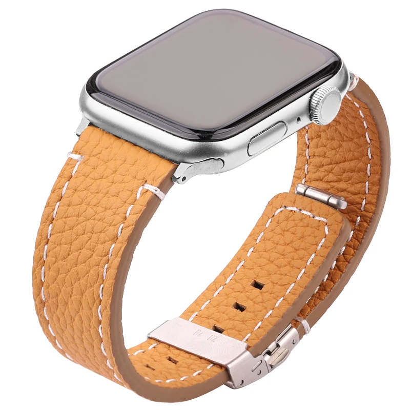 Leather Strap For Apple Watch Band Serie 7 6 5 4 Se Bracelet 44mm 45mm 40mm 41mm 42mm Women Men Iwatch Cowhide Watchband