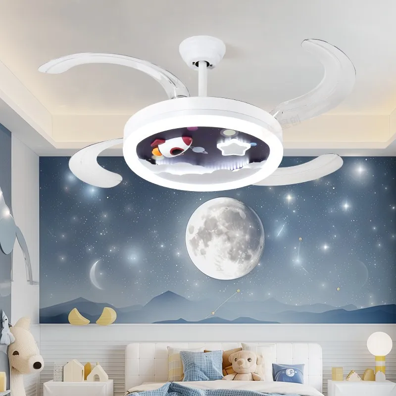 

New children's room lights, ceiling fan lights, cartoon household variable frequency bedroom ceiling lights invisible fan lamp