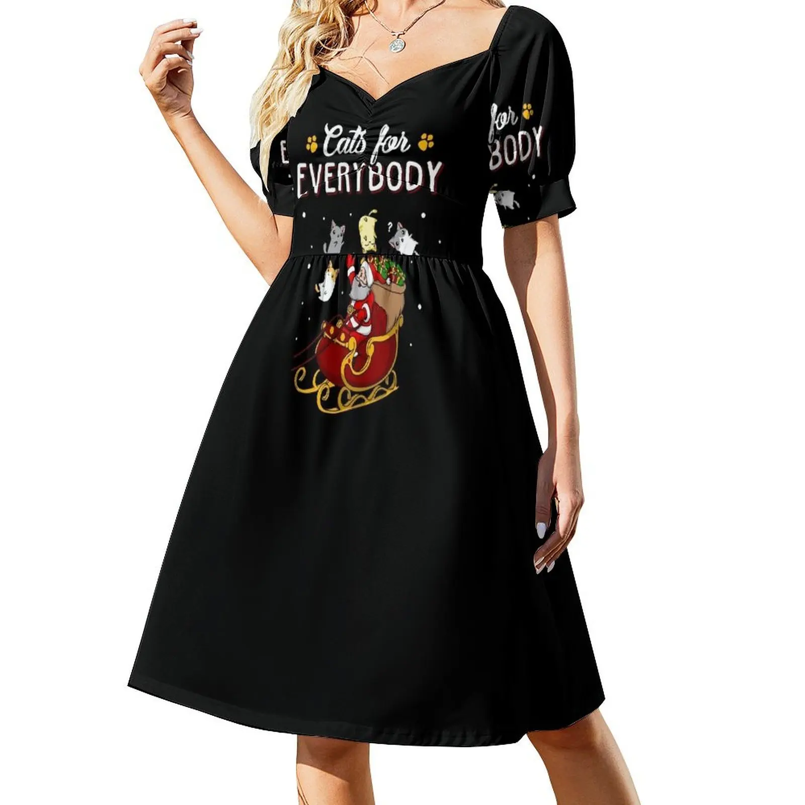 

Cats For Everybody Funny Ugly Christmas Sweatshirt Short-Sleeved Dress birthday dresses for women Women's skirt