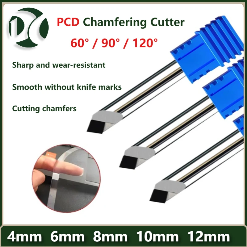 PCD Diamond Chamfer Milling Cutter 60/90/120 Degree CNC Carbide Countersink Engraving Router Bit for Acrylic Aluminum Copper