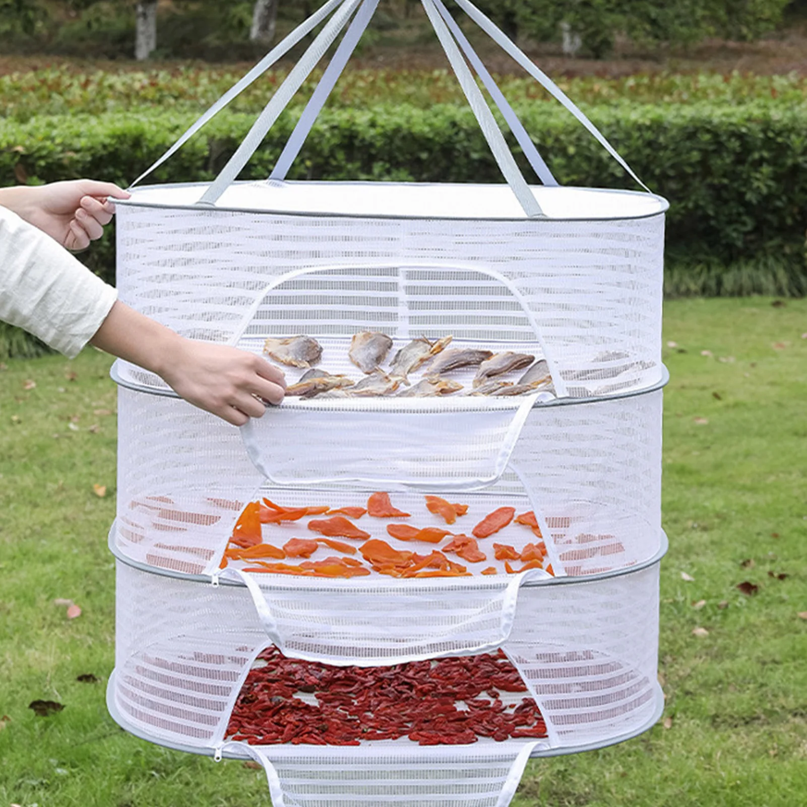 Foldable Hanging Dry Rack Fly Trap Net for Balcony Hanging Drying Food Fish Vegetables Laundry Drying Mesh Bag 1/2/3 Layer