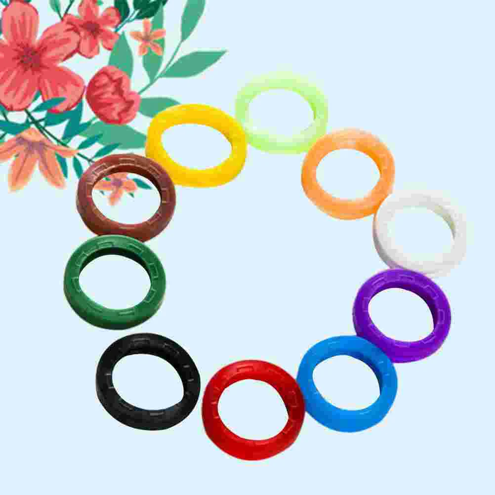 32 Pcs Key Sleeve Lanyard Color Covers Rubber Caps Keycaps Chain Identifiers Elastic