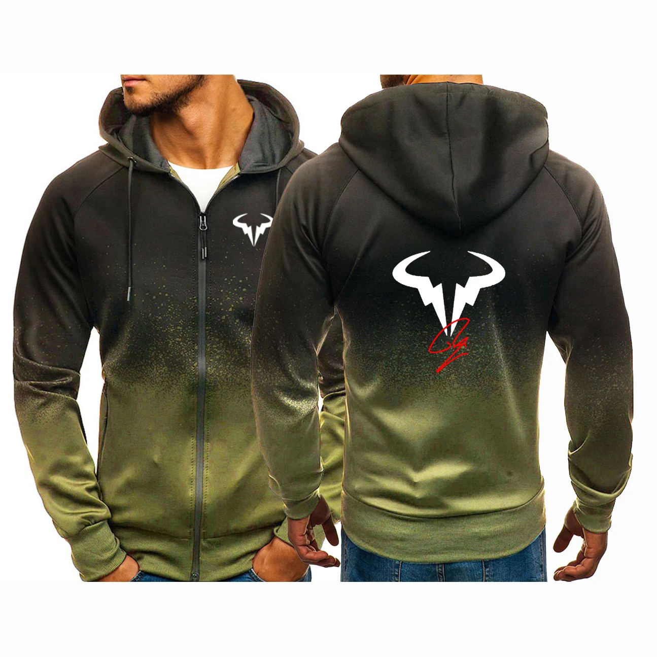 Rafael Nadal tennis player 2023 Men\'s Casual Fashion New Gradient Color Harajuku Hoodies Zipper Clothing Popular Coat Tops