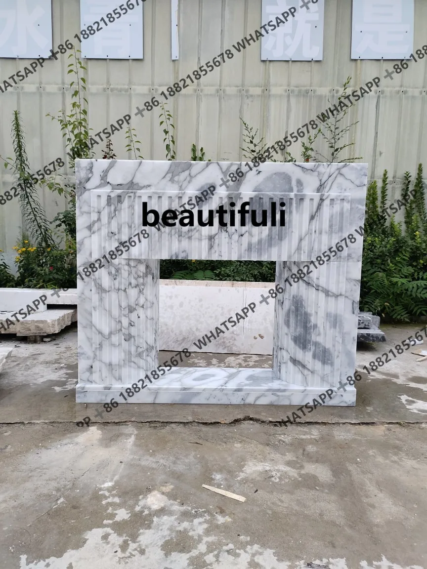 Marble fireplace, French fireplace, stone living room, European American simple modern carved fireplace decoration cabinet